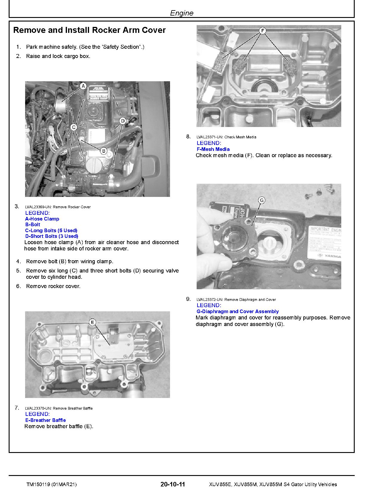 John Deere XUV855E XUV855M XUV855M S4 Gator Utility Vehicles Technical Manual TM150119 (2)