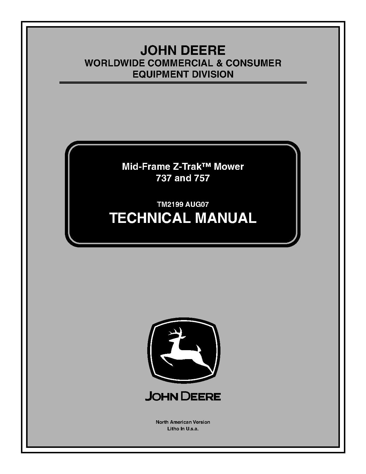 John Deere Z Trak 737 757 Mid Frame Mowers Technical Manual TM2199 (1)