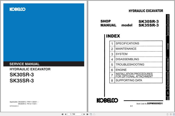 Kobelco Hydraulic Excavator SK30SR 3 SK35SR 3 Service Manual S5PW0009E 01 (1)