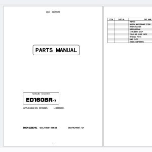 Kobelco Hydraulic Excavators ED160BR 7 2025 Parts Manual S3LH00013ZE (1)
