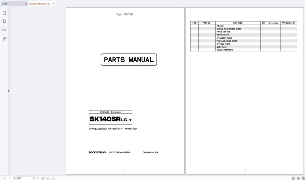 Kobelco Hydraulic Excavators ED160BR 7 2025 Parts Manual S3LH00013ZE (4)