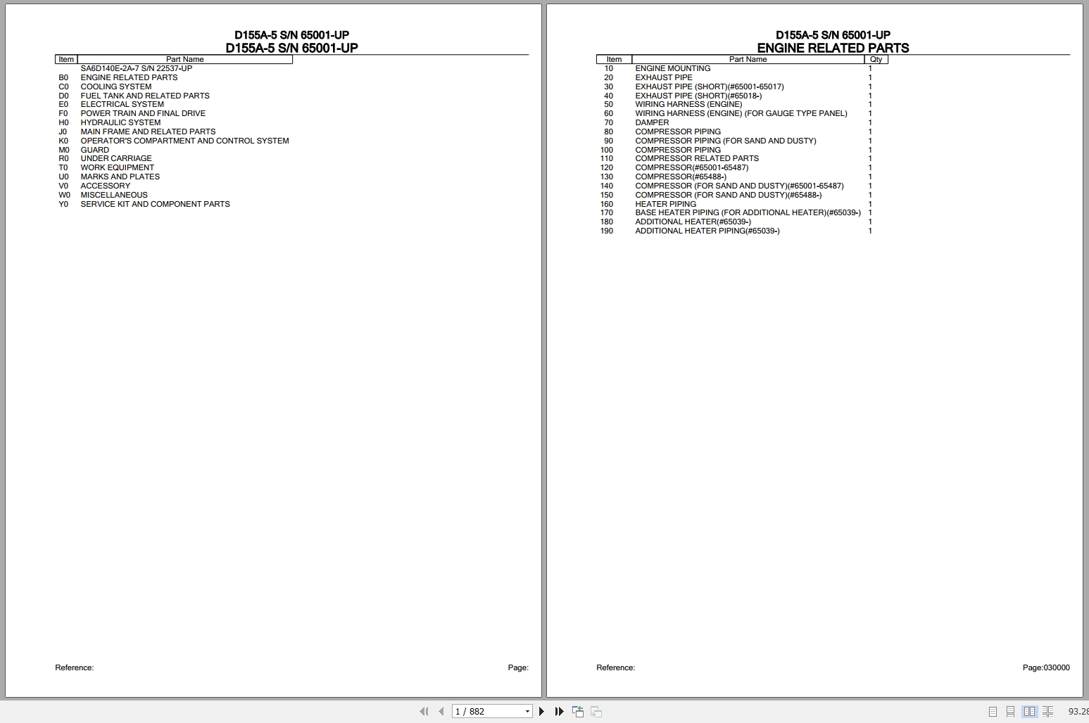 Komatsu Bulldozers D155A 5 65001 UP Spare Parts Catalog 1
