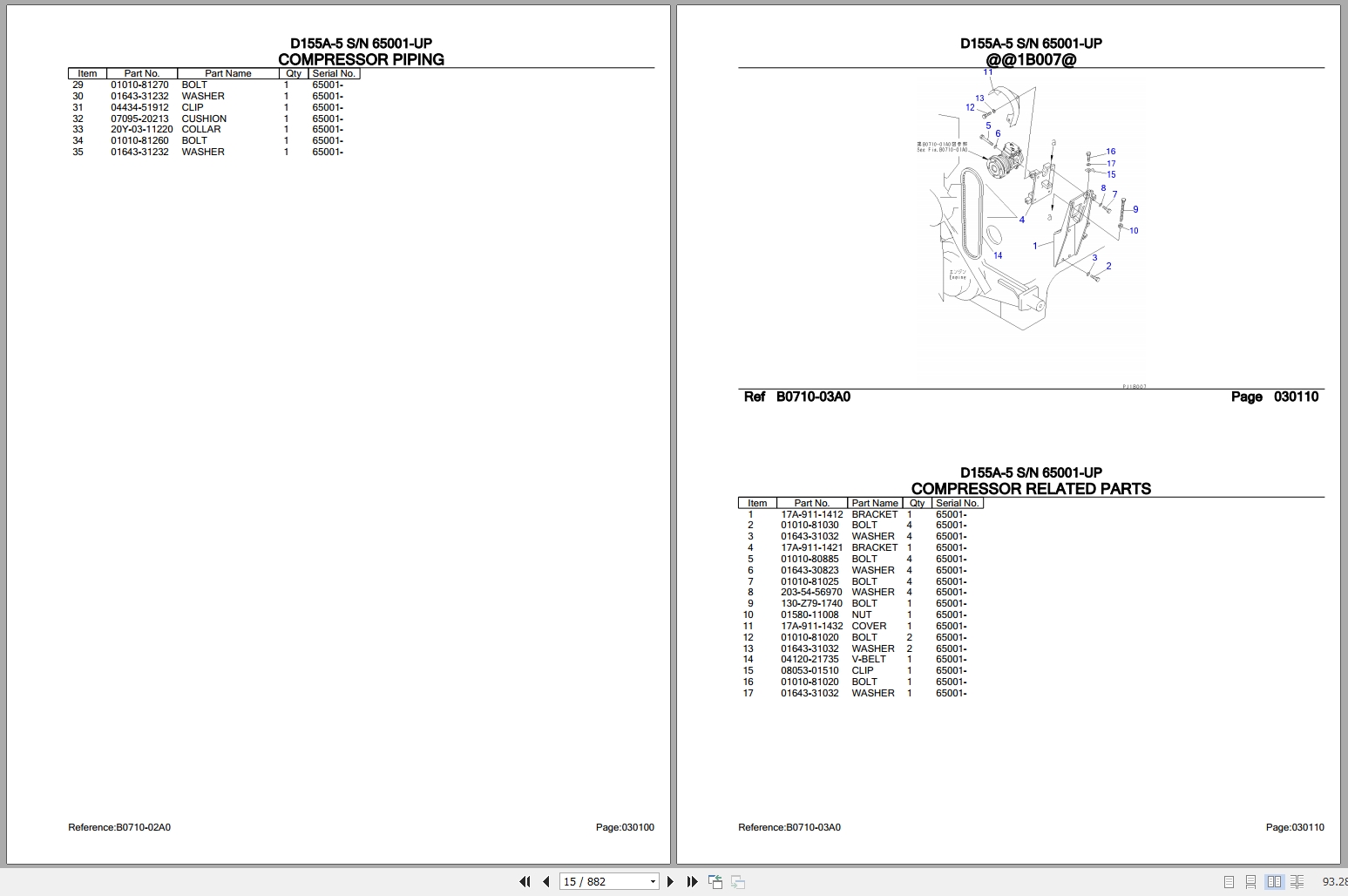Komatsu Bulldozers D155A 5 65001 UP Spare Parts Catalog 2