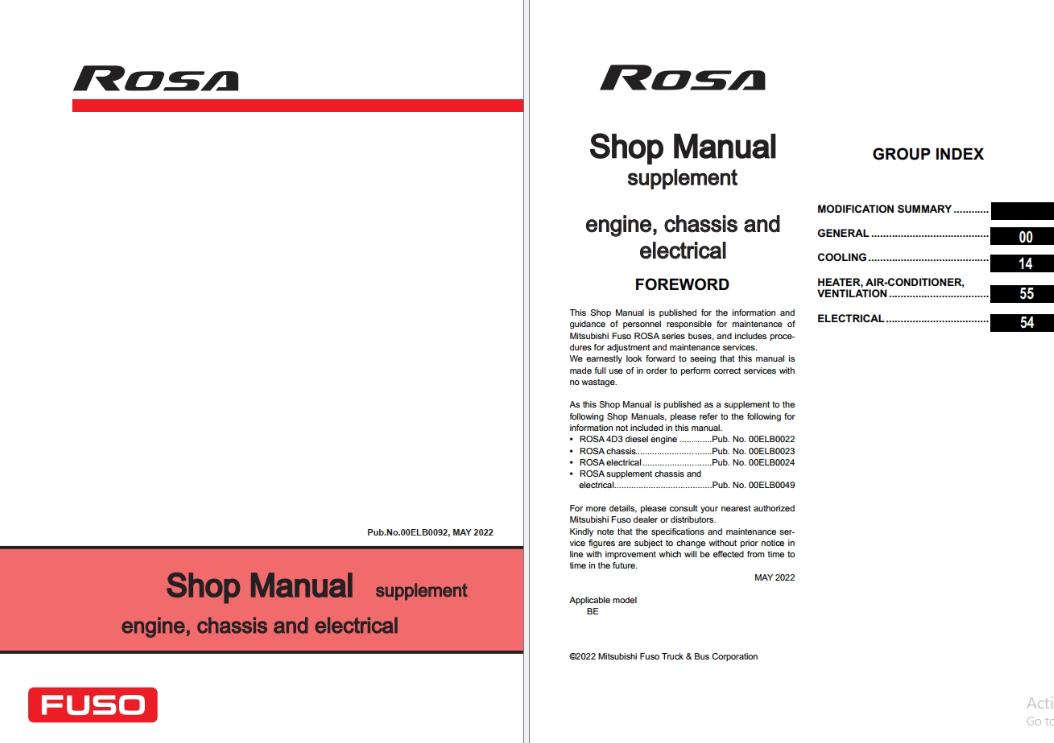 Mitsubishi FUSO ROSA Shop Manual 00ELB0092 1