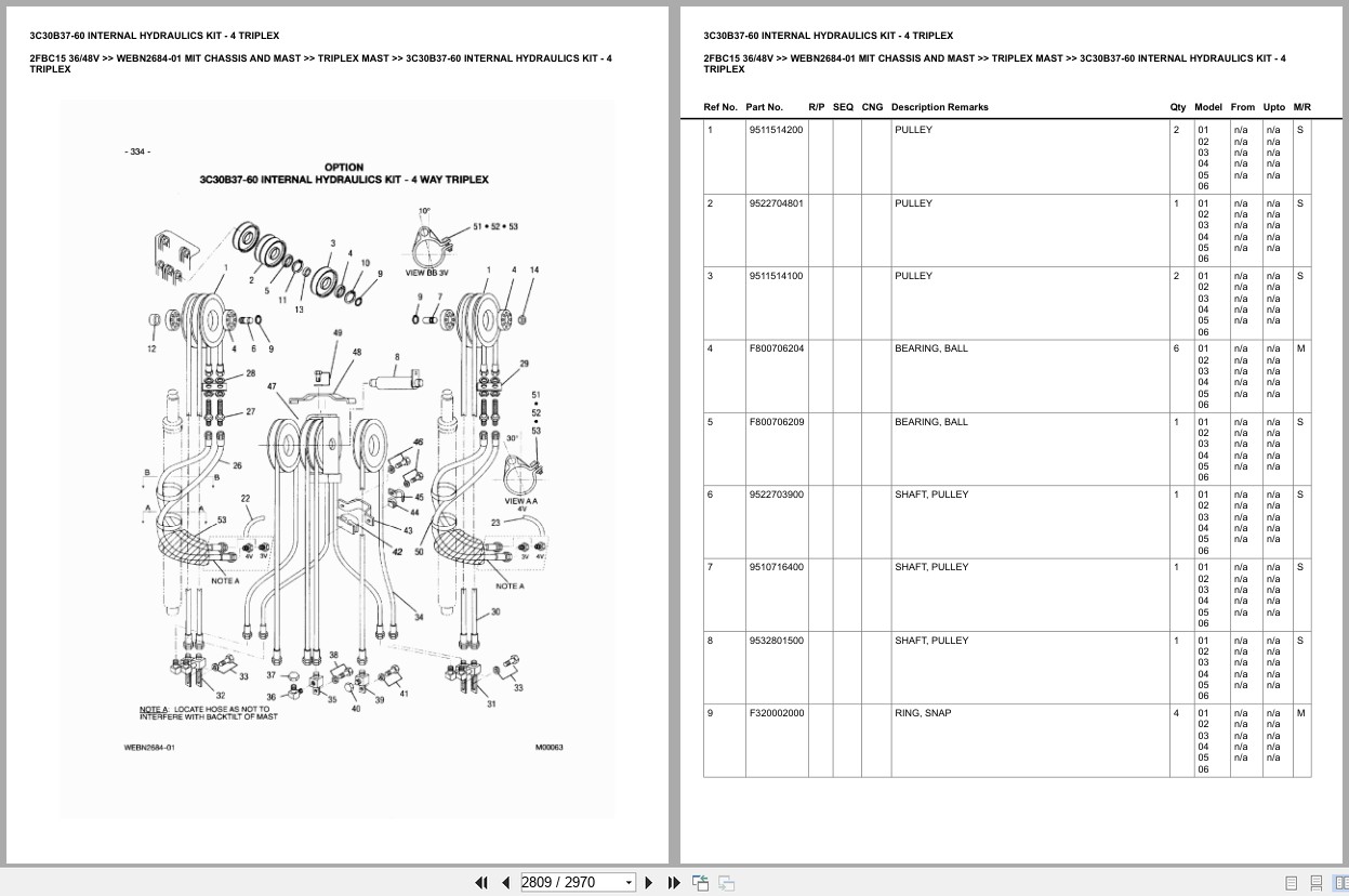 Mitsubishi Forklift 2FBC15 36V 48V Chassis Mast Europe Parts Catalog WEBN2684 01 (2)