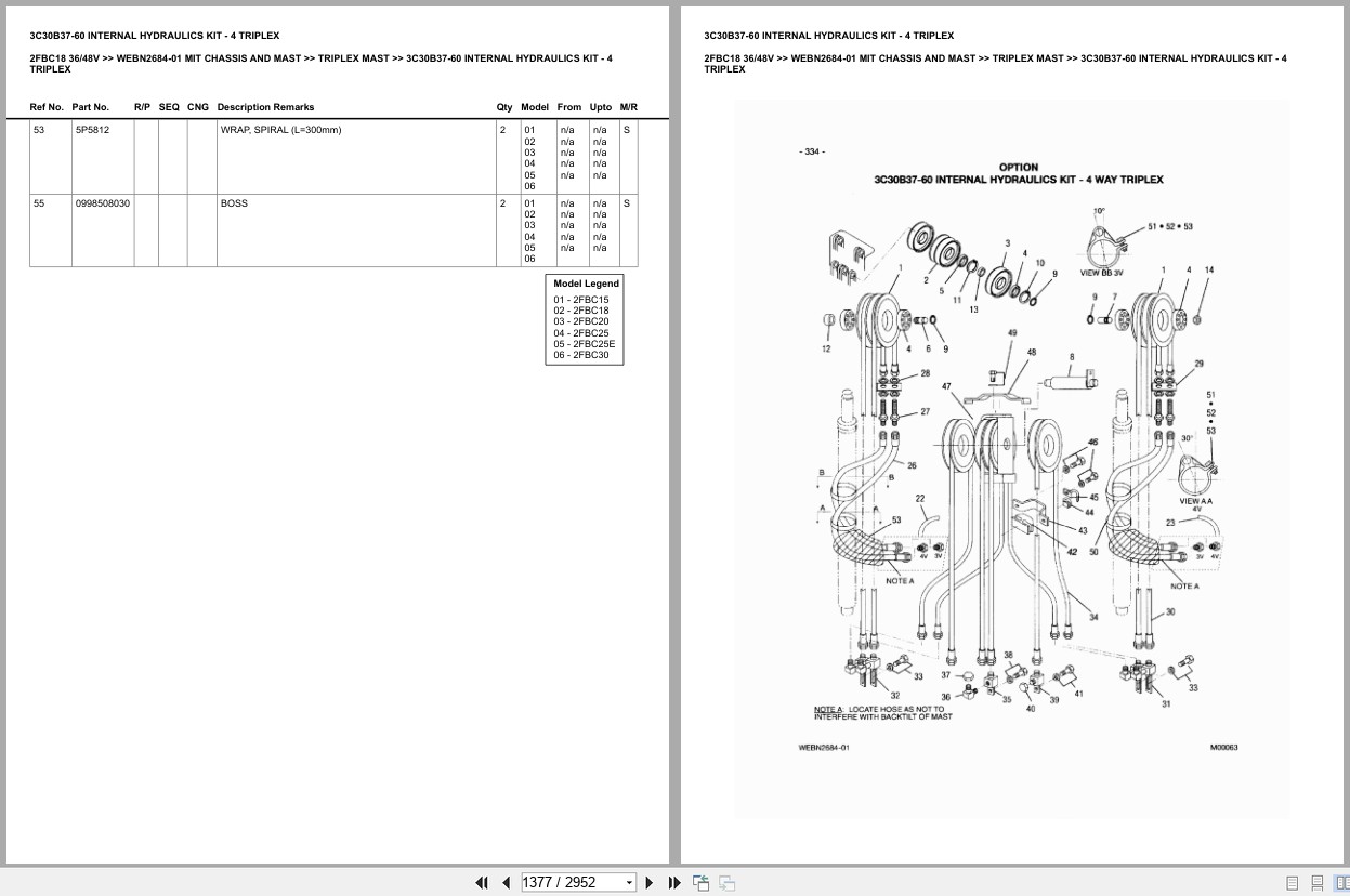 Mitsubishi Forklift 2FBC18 36V 48V Chassis Mast Europe Parts Catalog WEBN2684 01 (2)