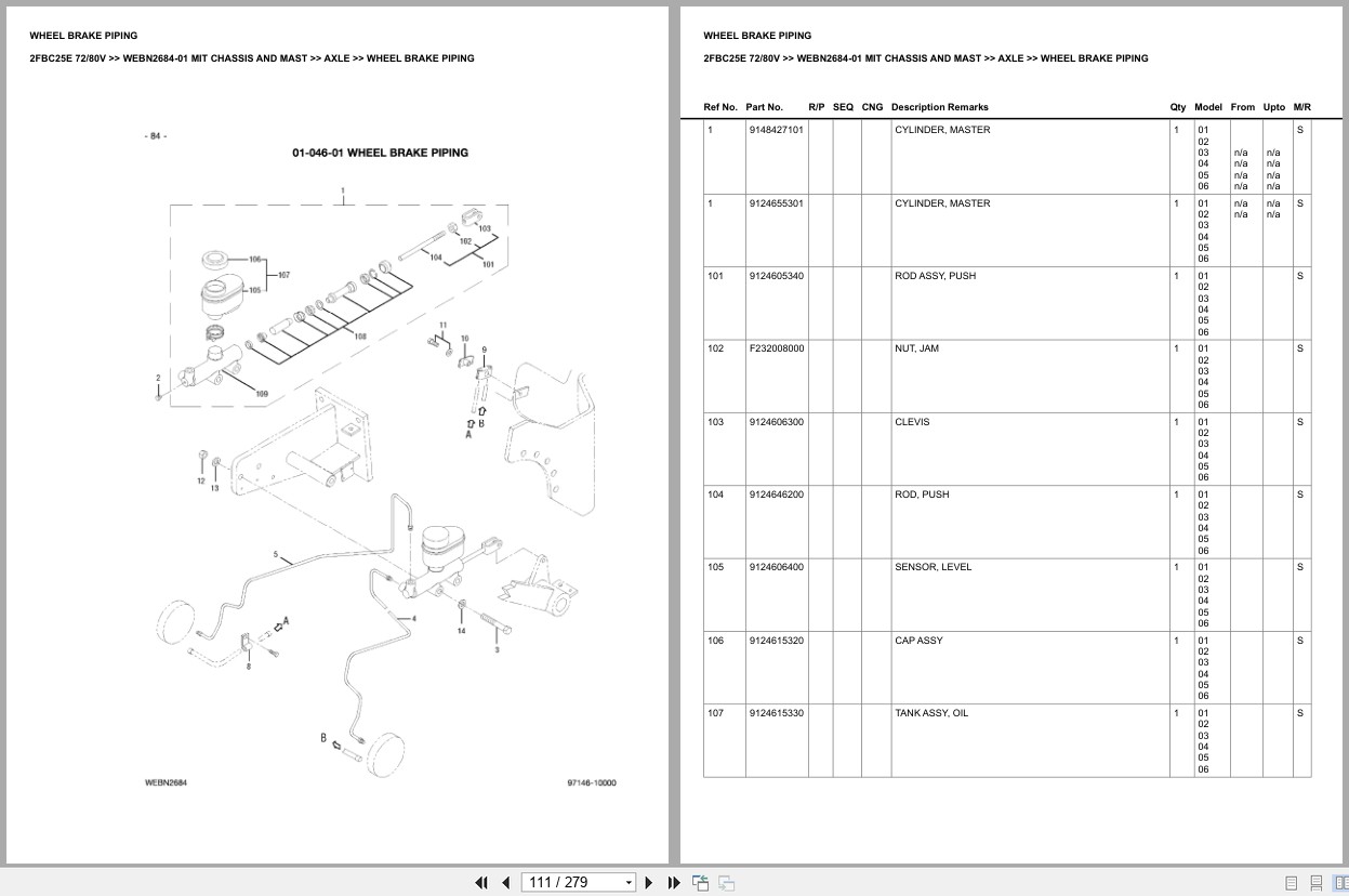 Mitsubishi Forklift 2FBC25E 72V 80V Chassis Mast Europe Parts Catalog WEBN2684 01 (2)