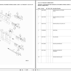 Mitsubishi Forklift 4M70D50 M Mast 4M70D40 60 Attachment Internal Hosing Europe Parts Catalog 98706 90200 (1)