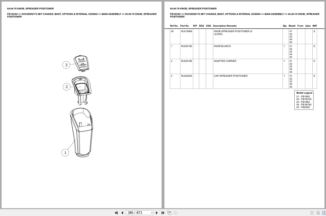 Mitsubishi Forklift FB16CN2 Chassis Mast Options Internal Hosing Europe Parts Catalog DOC00050172 (2)