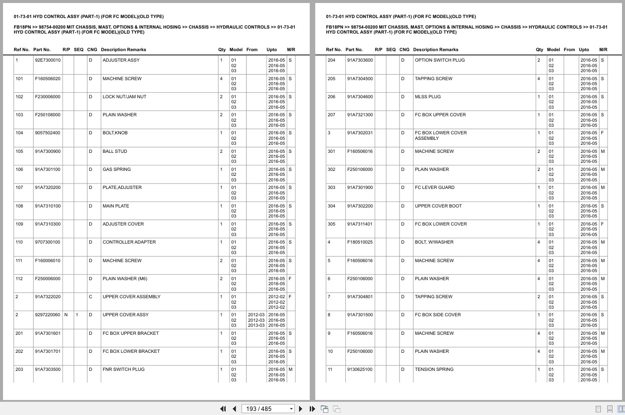 Mitsubishi Forklift FB18PN Europe Parts Catalog (2)