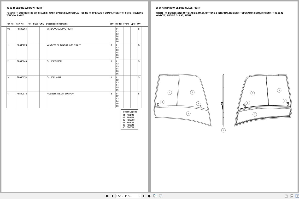 Mitsubishi Forklift FB55NH Chassis Mast Options Internal Hosing Europe Parts Catalog DOC00046125 (2)