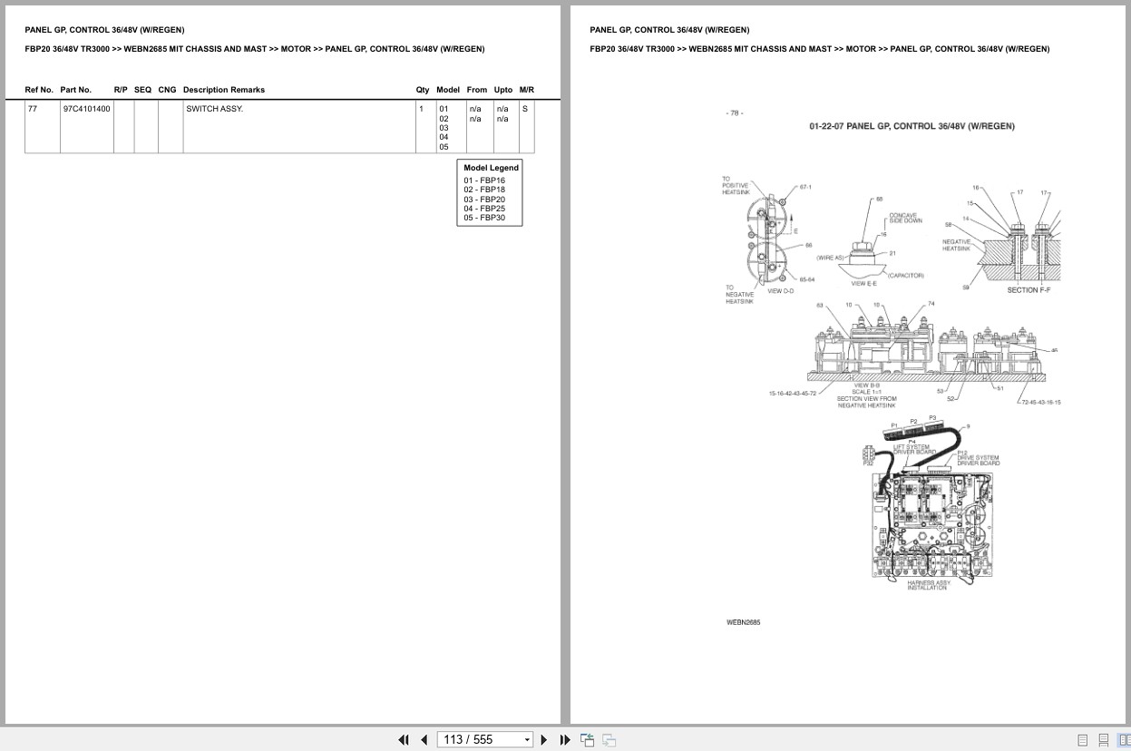Mitsubishi Forklift FBP20 36V 48V TR3000 Chassis Mast Europe Parts Catalog WEBN2685 (2)