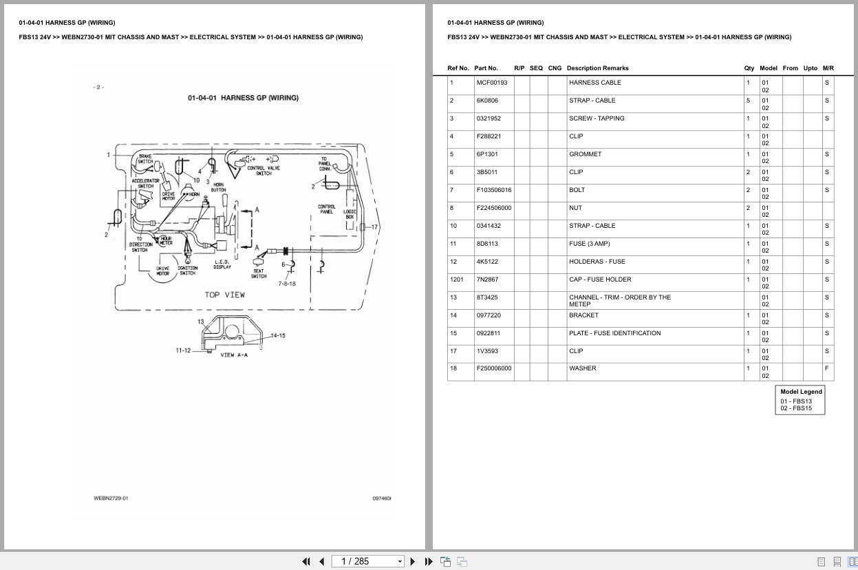 Mitsubishi Forklift FBS13 24V Chassis Mast Europe Parts Catalog WEBN2730 01 (1)