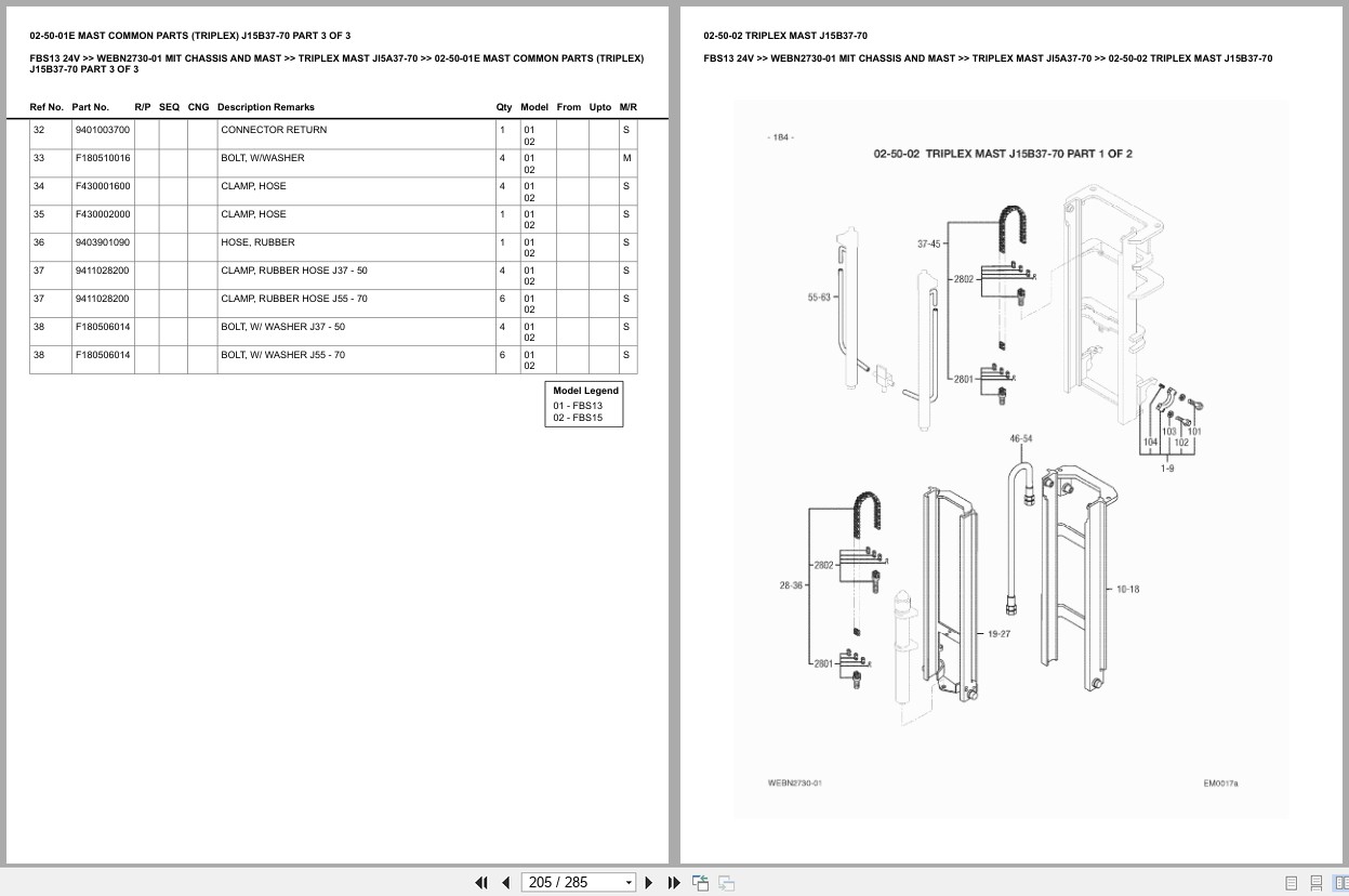 Mitsubishi Forklift FBS13 24V Chassis Mast Europe Parts Catalog WEBN2730 01 (2)