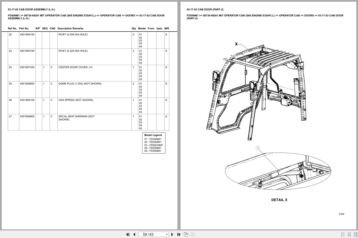 Mitsubishi Forklift FD50NM1 Europe Parts Catalog (1)