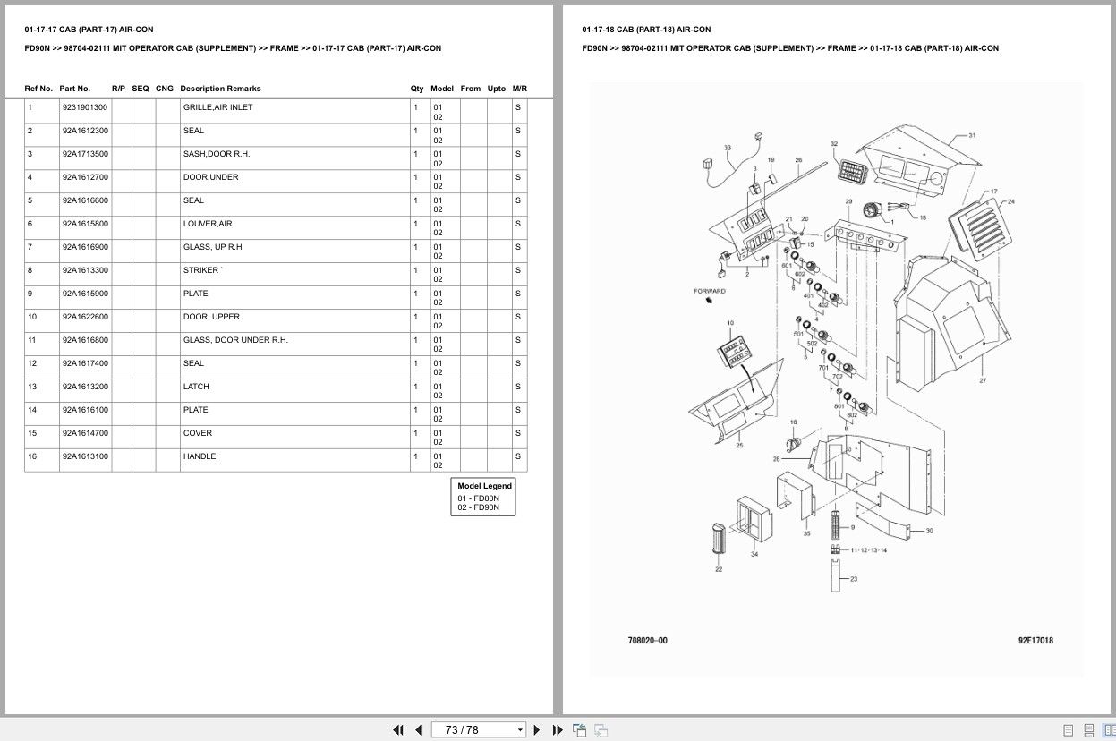 Mitsubishi Forklift FD90N Europe Parts Catalog (1)
