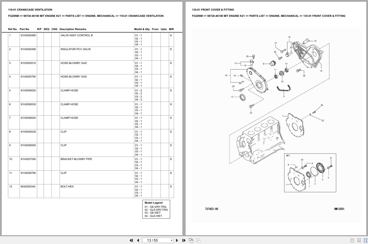 Mitsubishi Forklift FG20NM Europe Engine Parts Catalog (2)
