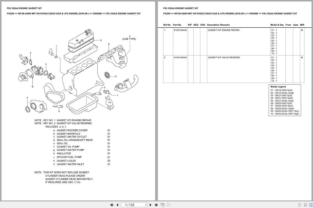 Mitsubishi Forklift FG20S Europe Parts Catalog (1)