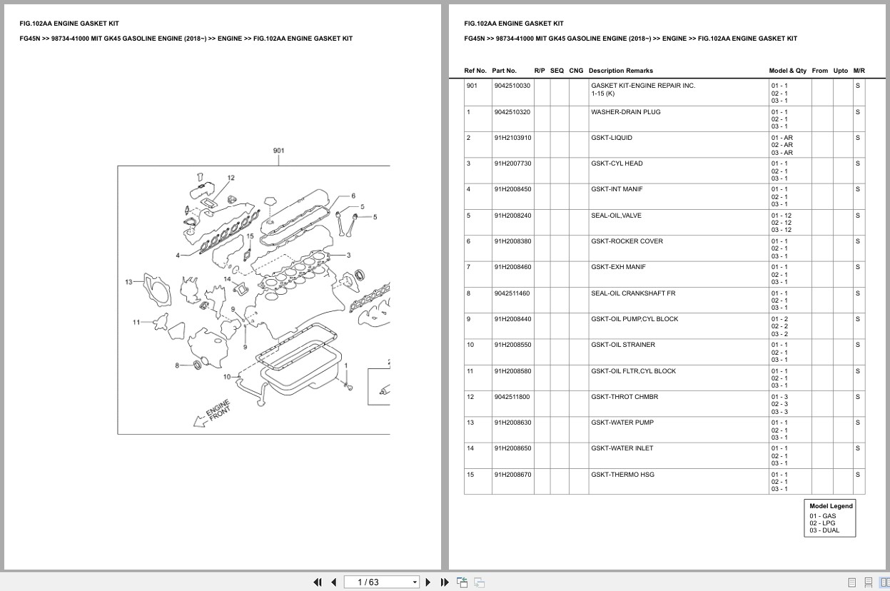 Mitsubishi Forklift FG45N Europe Parts Catalog (1)