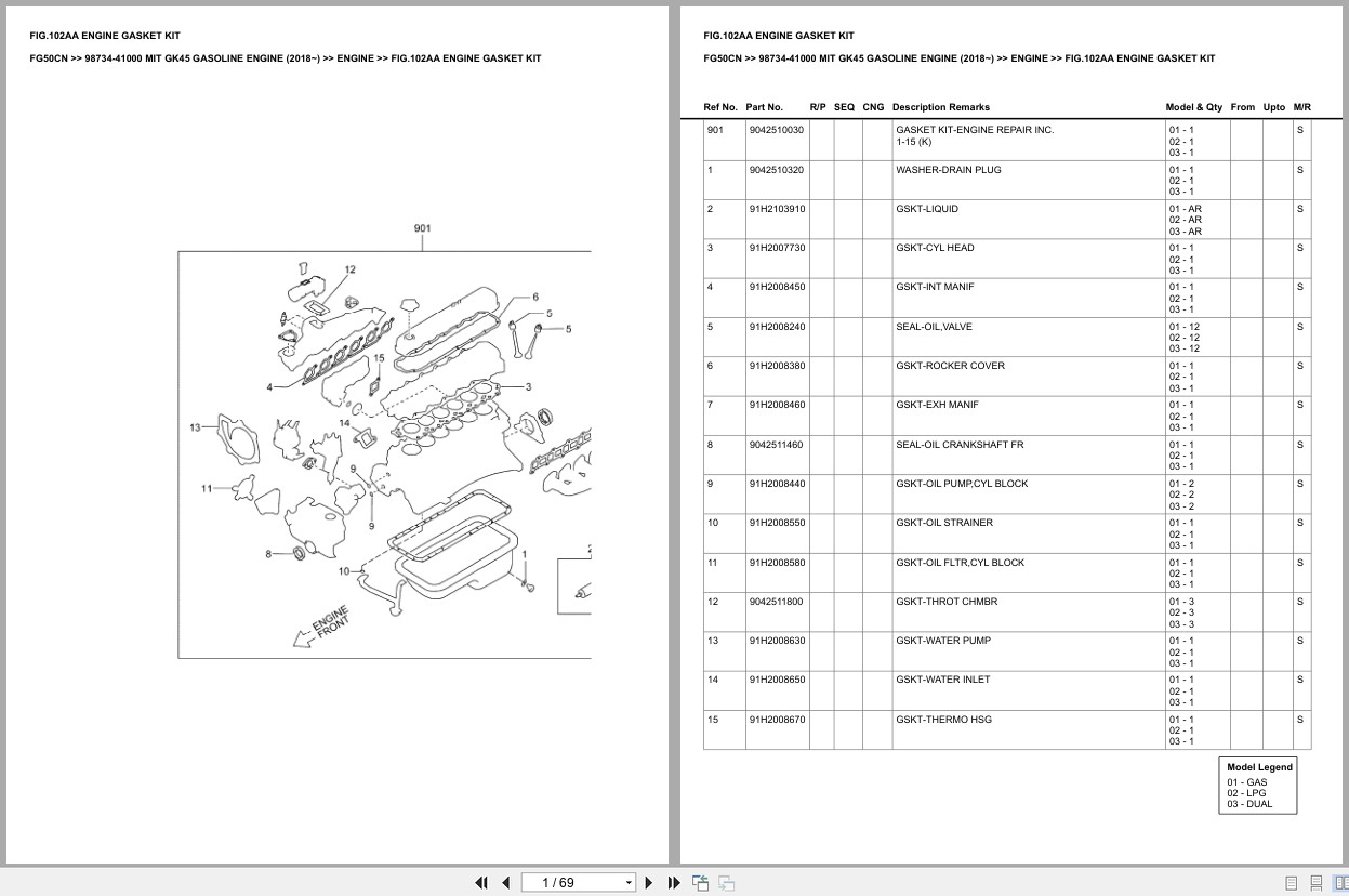Mitsubishi Forklift FG50CN Europe Parts Catalog (2)