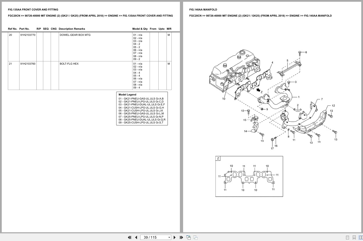 Mitsubishi Forklift FGC20CN Europe Parts Catalog (2)