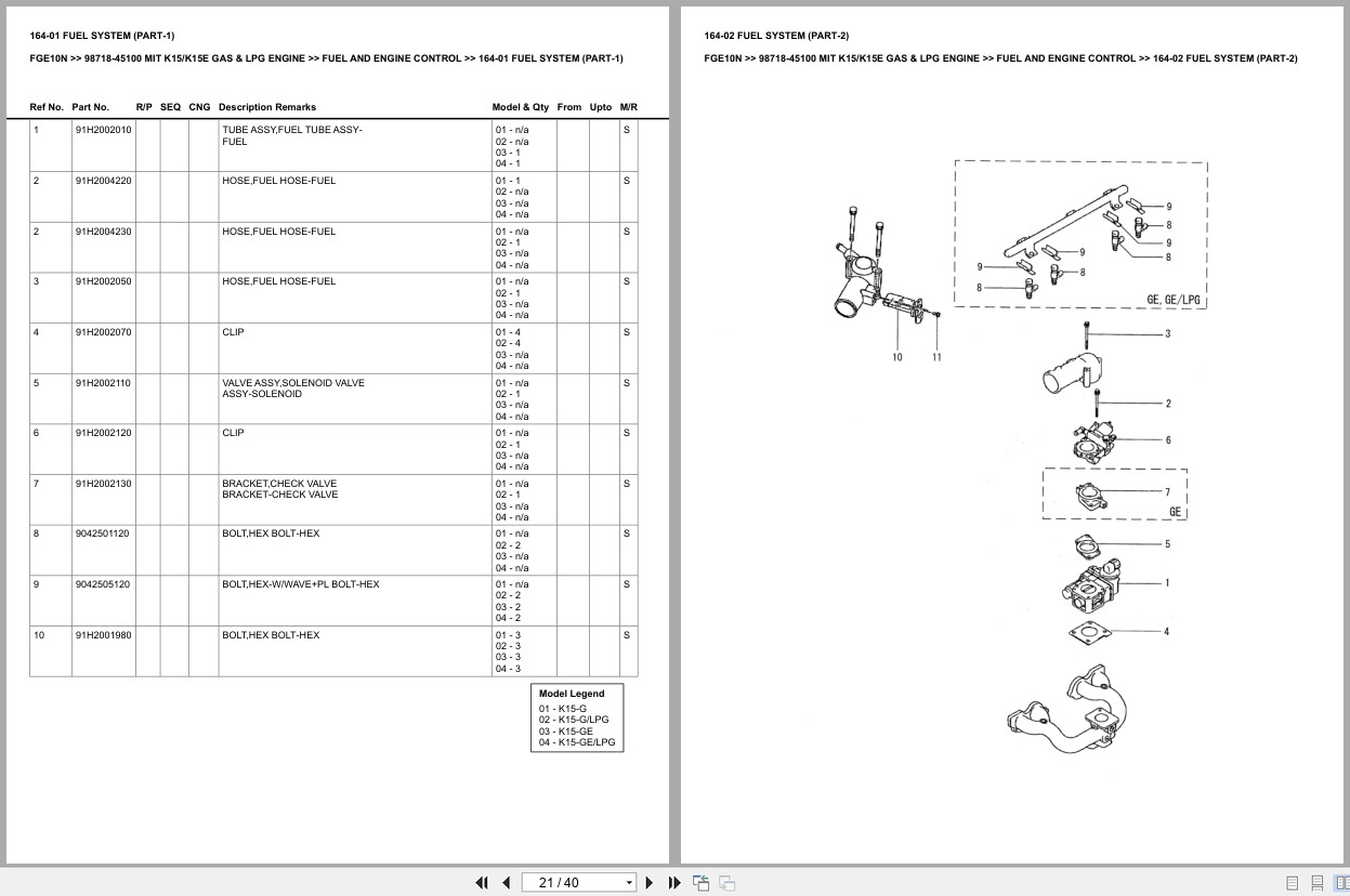 Mitsubishi Forklift FGE10N Europe Parts Catalog (1)