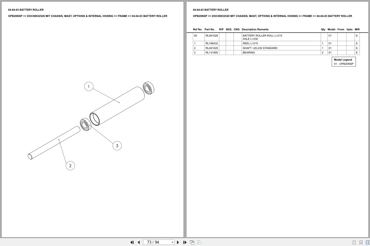 Mitsubishi Forklift OPB20NSP Chassis Mast Options Internal Hosing Europe Parts Catalog DOC00032520 (2)