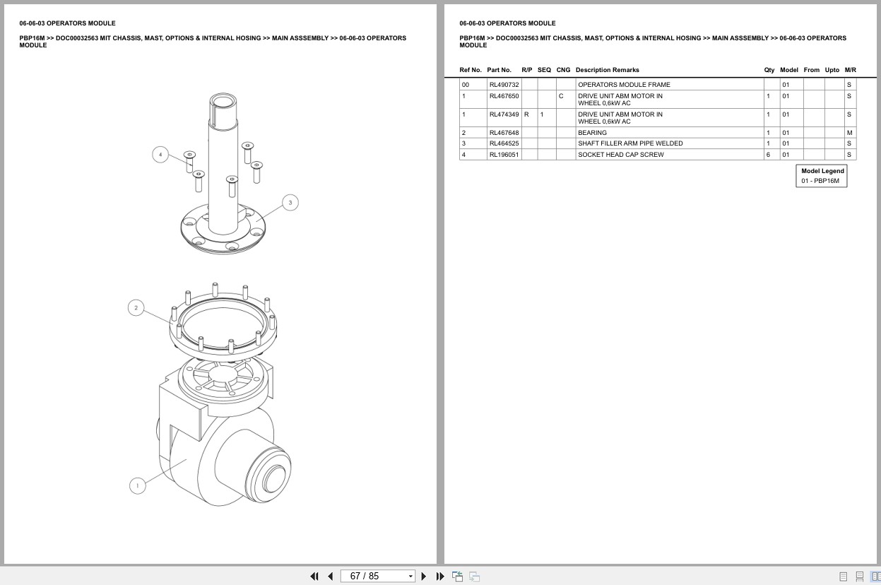 Mitsubishi Forklift PBP16M Chassis Mast Options Internal Hosing Europe Parts Catalog DOC00032563 (2)
