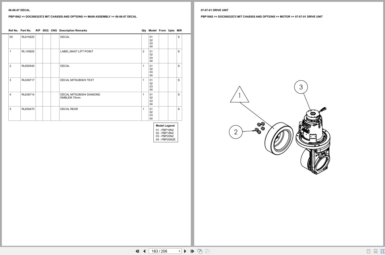 Mitsubishi Forklift PBP16N2 Europe Parts Catalog (2)