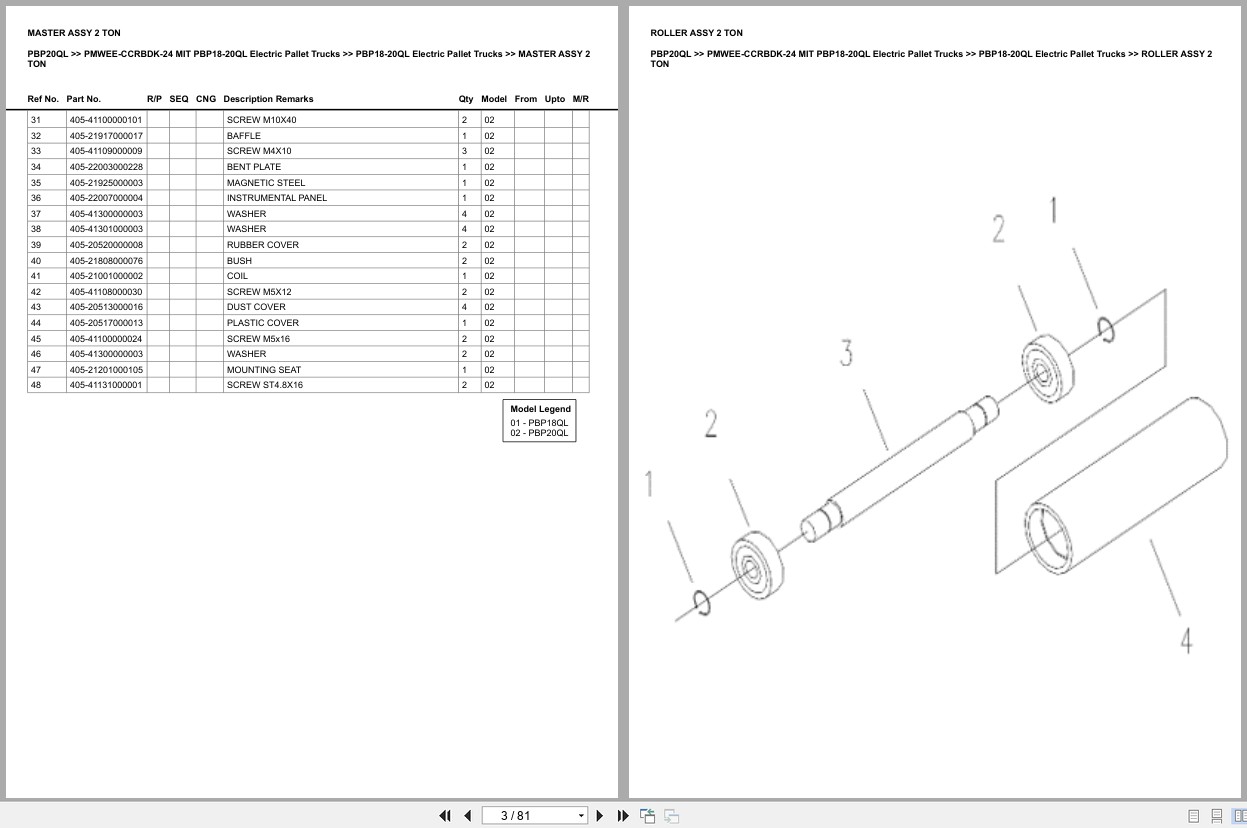 Mitsubishi Forklift PBP20QL Europe Parts Catalog (2)