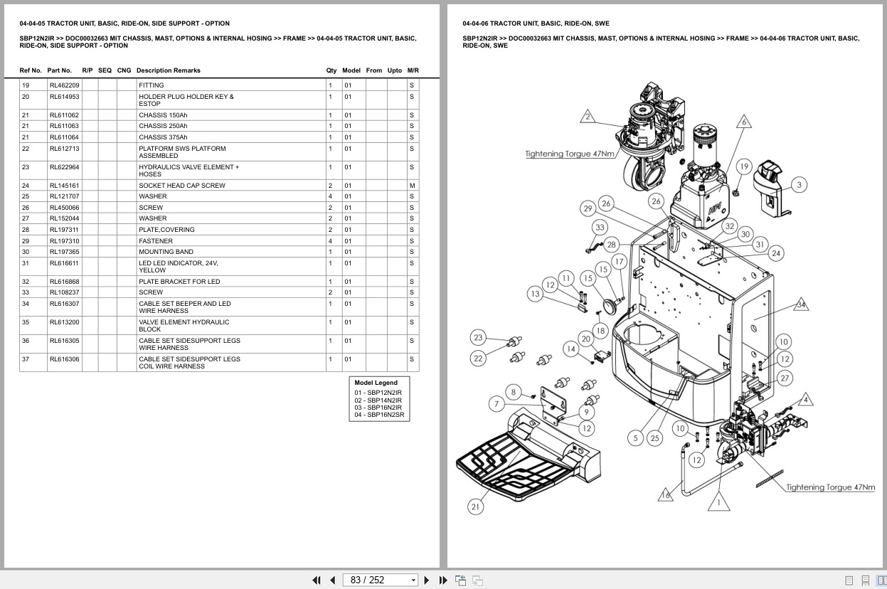 Mitsubishi Forklift SBP12N2IR Chassis Mast Options Internal Hosing Europe Parts Catalog DOC00032663 (2)