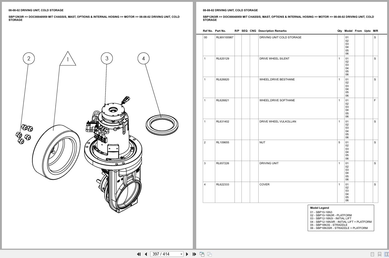 Mitsubishi Forklift SBP12N3IR Chassis Mast Options Internal Hosing Europe Parts Catalog DOC00048959 (2)