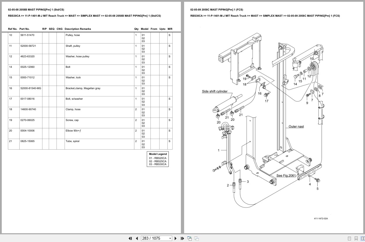 Mitsubishi Reach Truck RBS30CA Europe Parts Catalog 11 P 1401 M J (2)