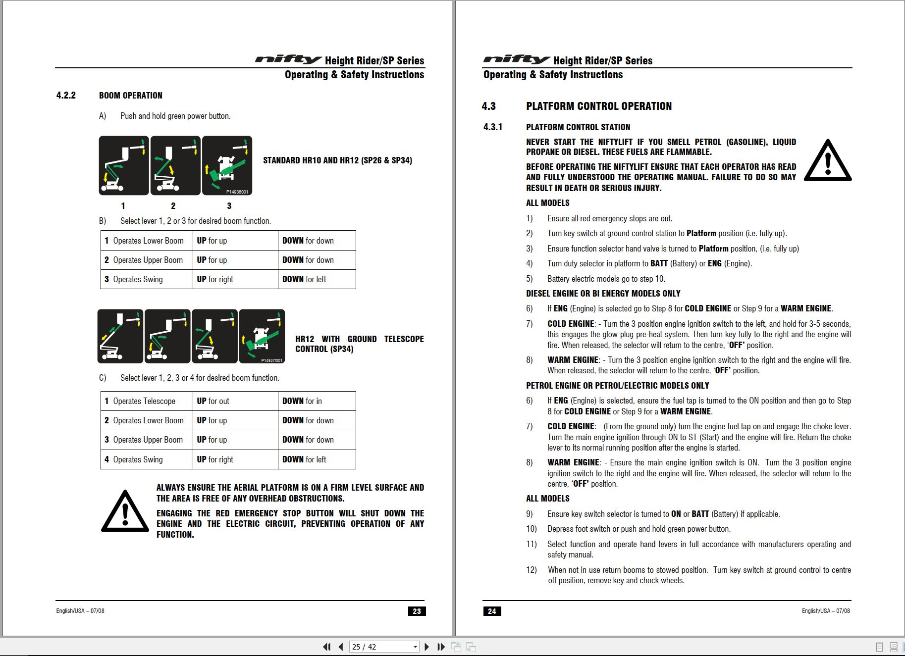 NIFTYLIFT Articulating Boom Lifts HR12 19905 Operating Manual And Diagram 2010 FR EN (2)
