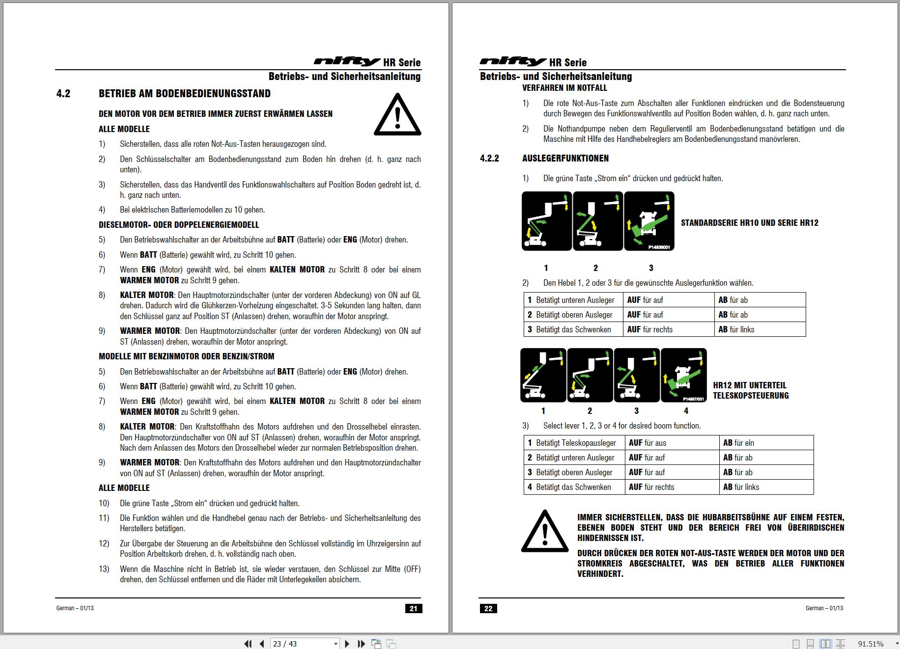NIFTYLIFT Articulating Boom Lifts HR12N 25946 Operating Parts Manual And Diagram 2013 EN DE (2)