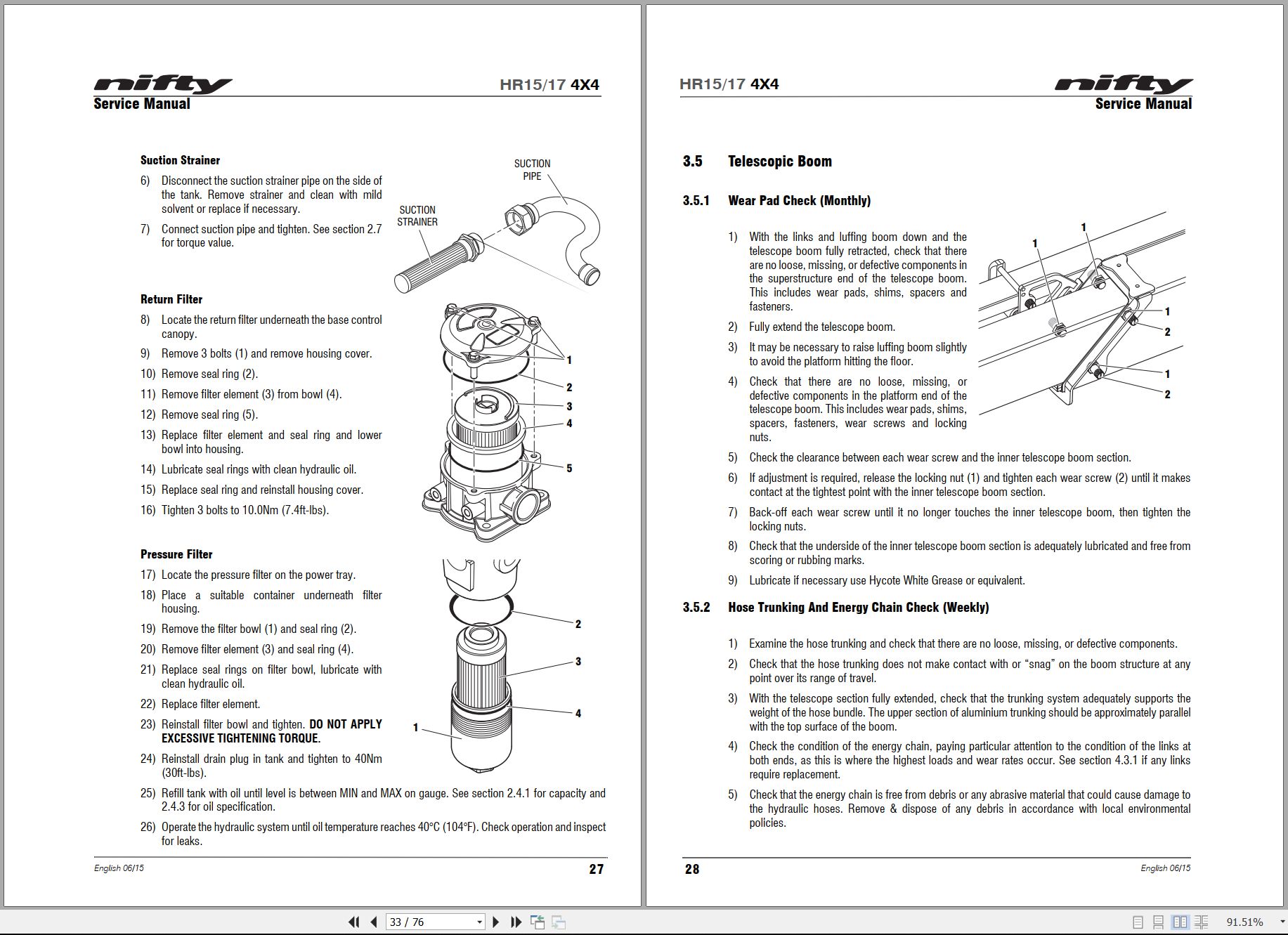 NIFTYLIFT Articulating Boom Lifts HR17 43988 Operating Service Parts Manual And Diagram 2020 (2)