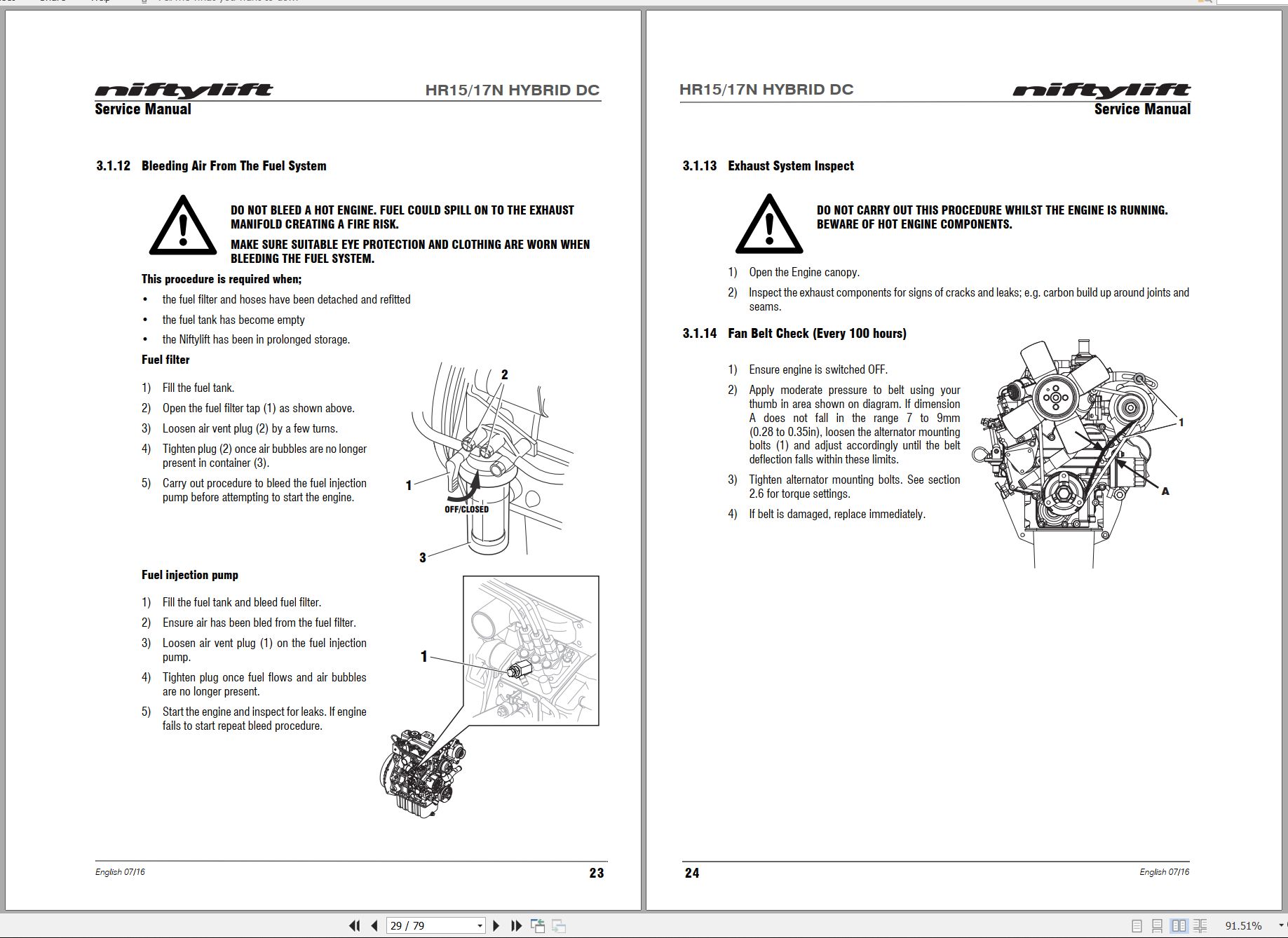 NIFTYLIFT Articulating Boom Lifts HR17N 32828 Operating Service Parts Manual And Diagram 2016 (2)