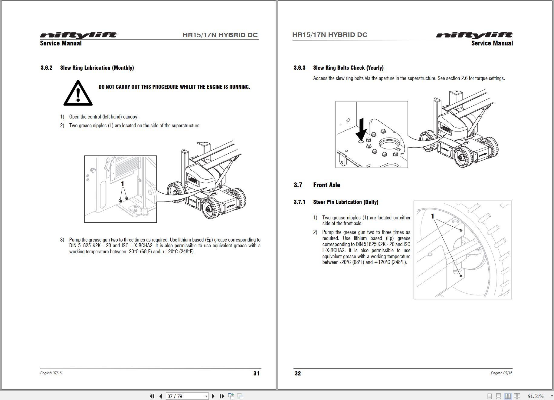 NIFTYLIFT Articulating Boom Lifts HR17N 40300 Operating Service Parts Manual And Diagram 2018 EN HU (2)
