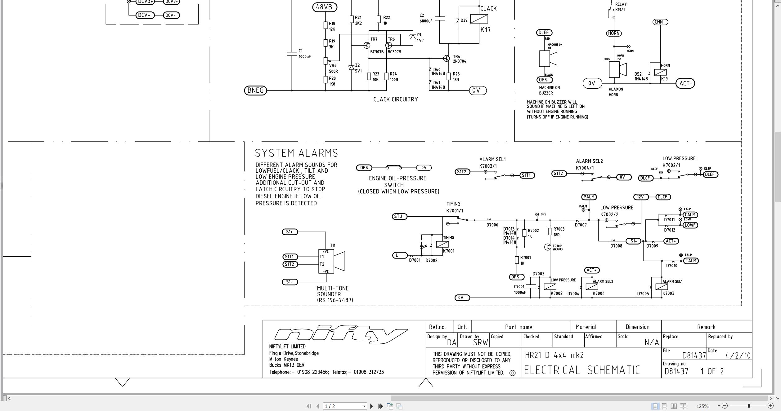 NIFTYLIFT Articulating Boom Lifts HR21 26424 Operating Parts Manual And Diagram 2013 (3)