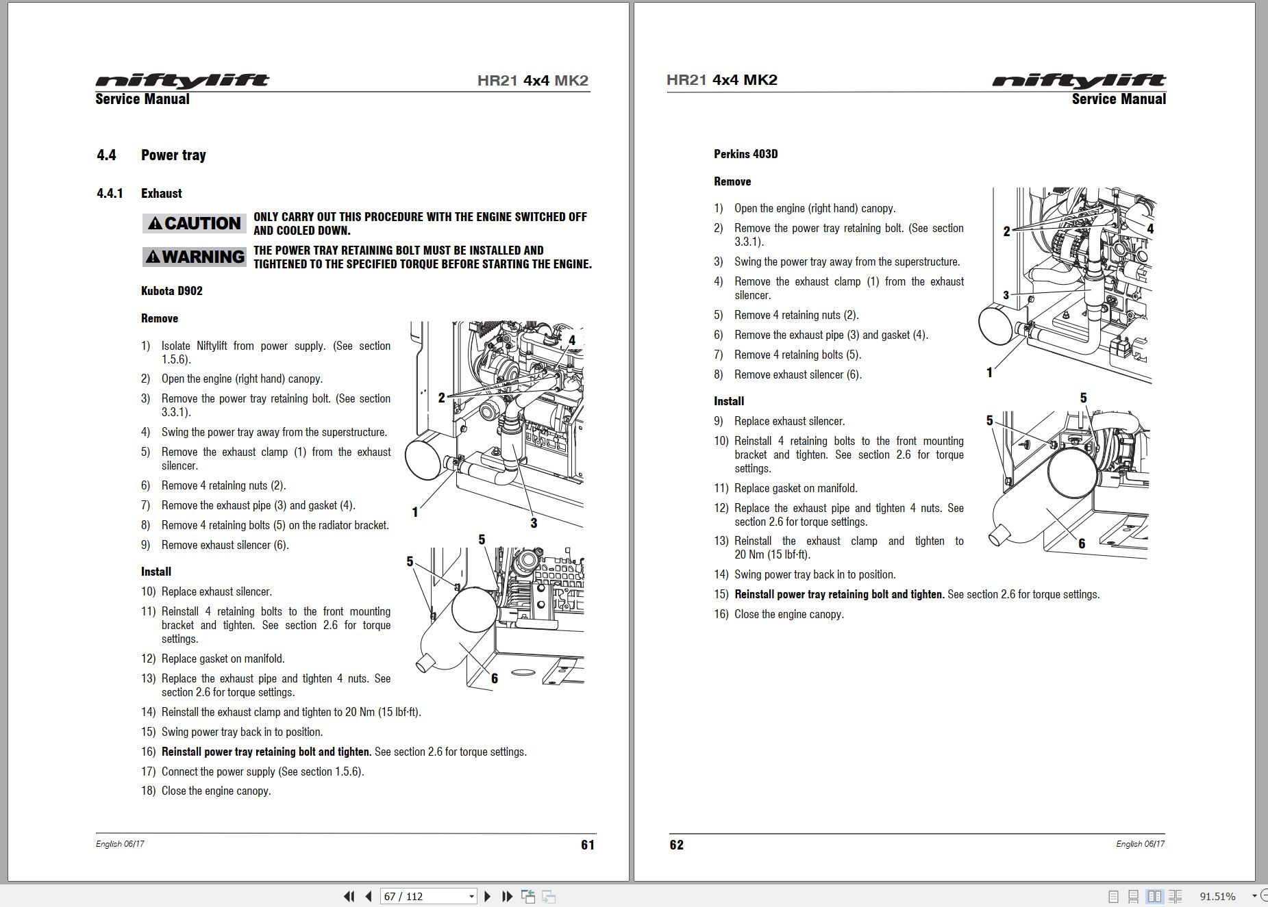 NIFTYLIFT Articulating Boom Lifts HR21 MK2 45420 Operating Service Parts Manual And Diagram 2019 EN DE (2)