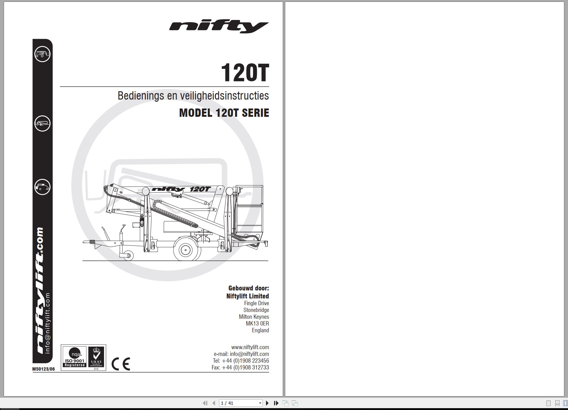 NIFTYLIFT Articulating Boom Lifts N120T 23835 Operating Parts Manual And Diagram 2012 EN NL (1)