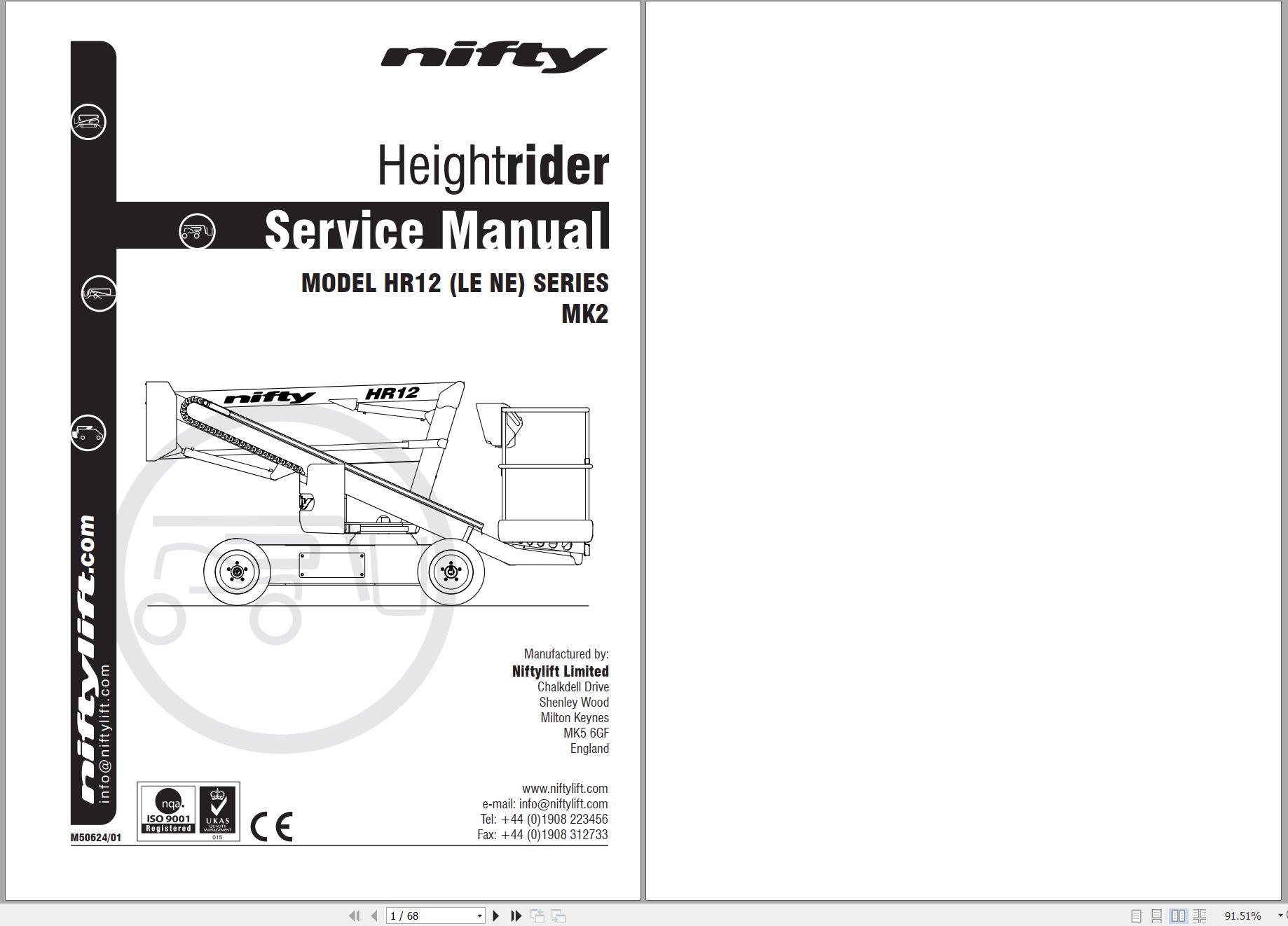 NIFTYLIFT Articulating Boom Lifts N120T 42385 Operating Parts Manual And Diagram 2012 (1)