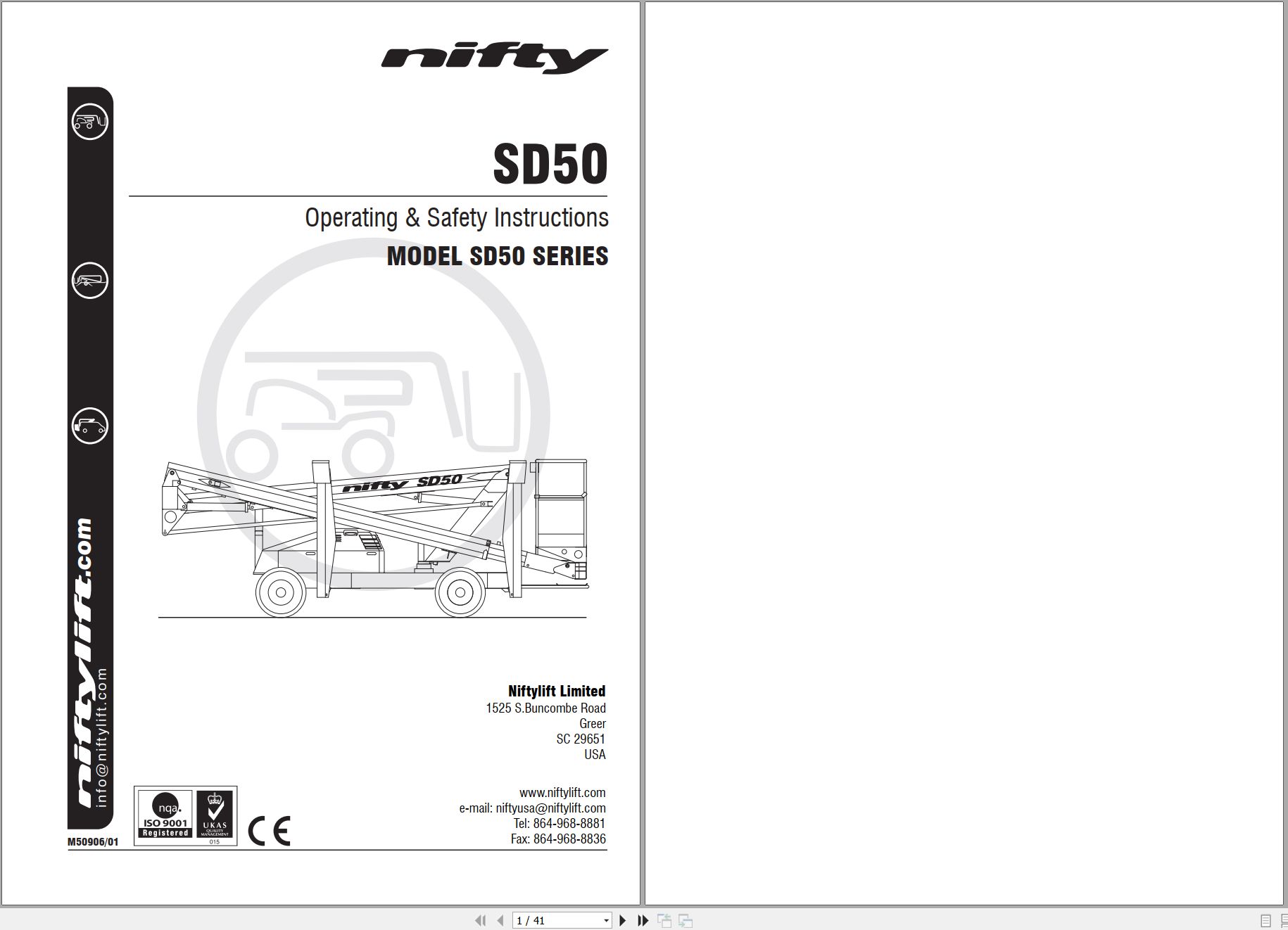 NIFTYLIFT Articulating Boom Lifts SD50 55134 Operating Parts Manual And Diagram 2023 (1)