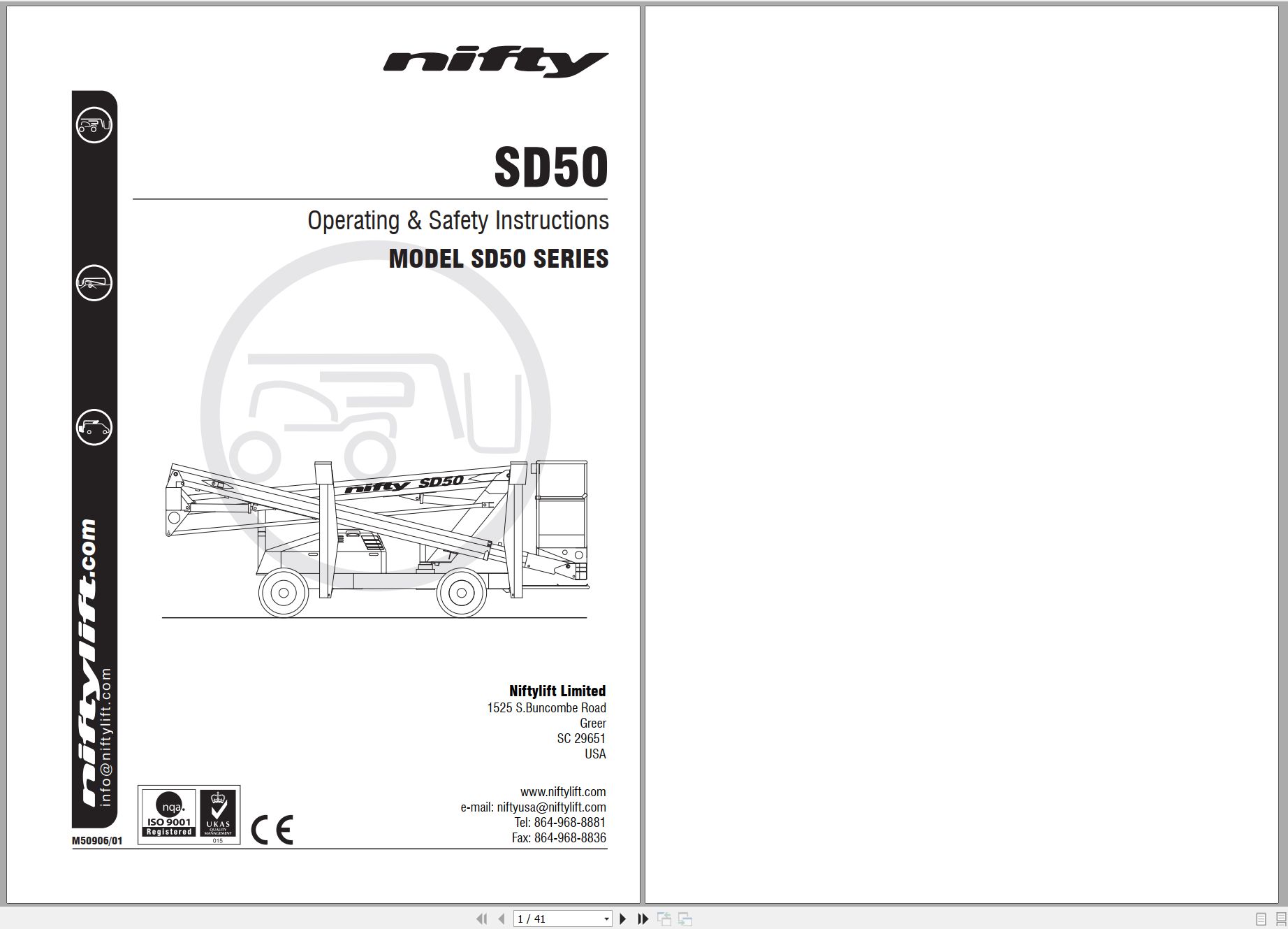 NIFTYLIFT Articulating Boom Lifts SD50 55669 Operating Parts Manual And Diagram 2024 (1)