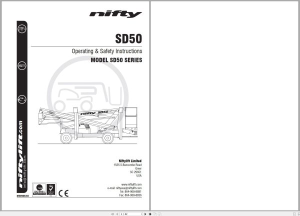 NIFTYLIFT Articulating Boom Lifts SD50 57243 Operating Parts Manual And Diagram 2024 (1)