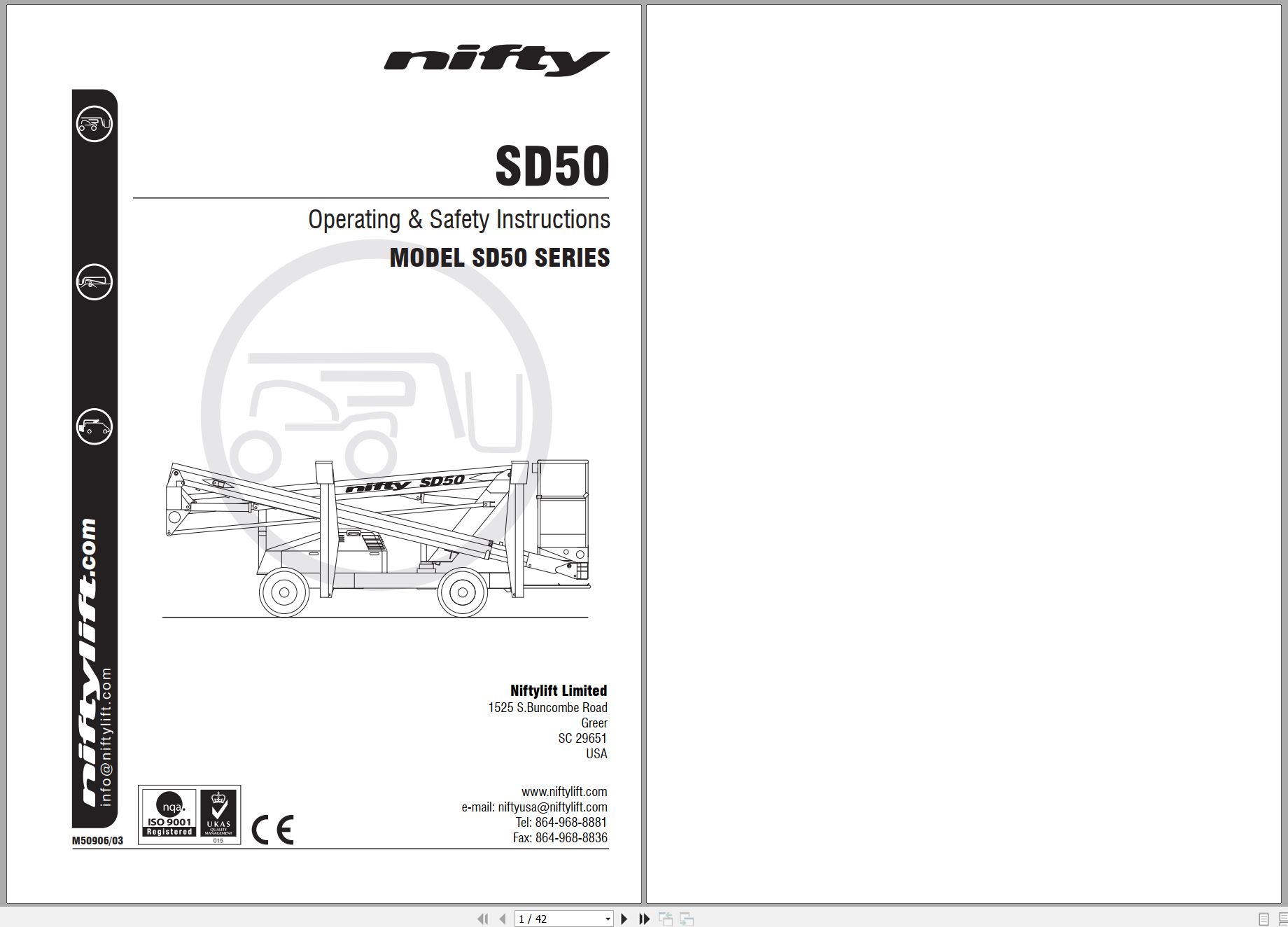 NIFTYLIFT Articulating Boom Lifts SD50 57243 Operating Parts Manual And Diagram 2024 (1)