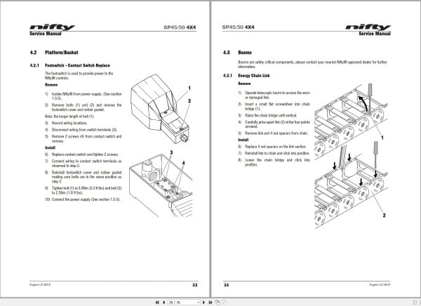 NIFTYLIFT Articulating Boom Lifts SP45 II 32798 Operating Service Parts Manual And Diagram 2018 (2)