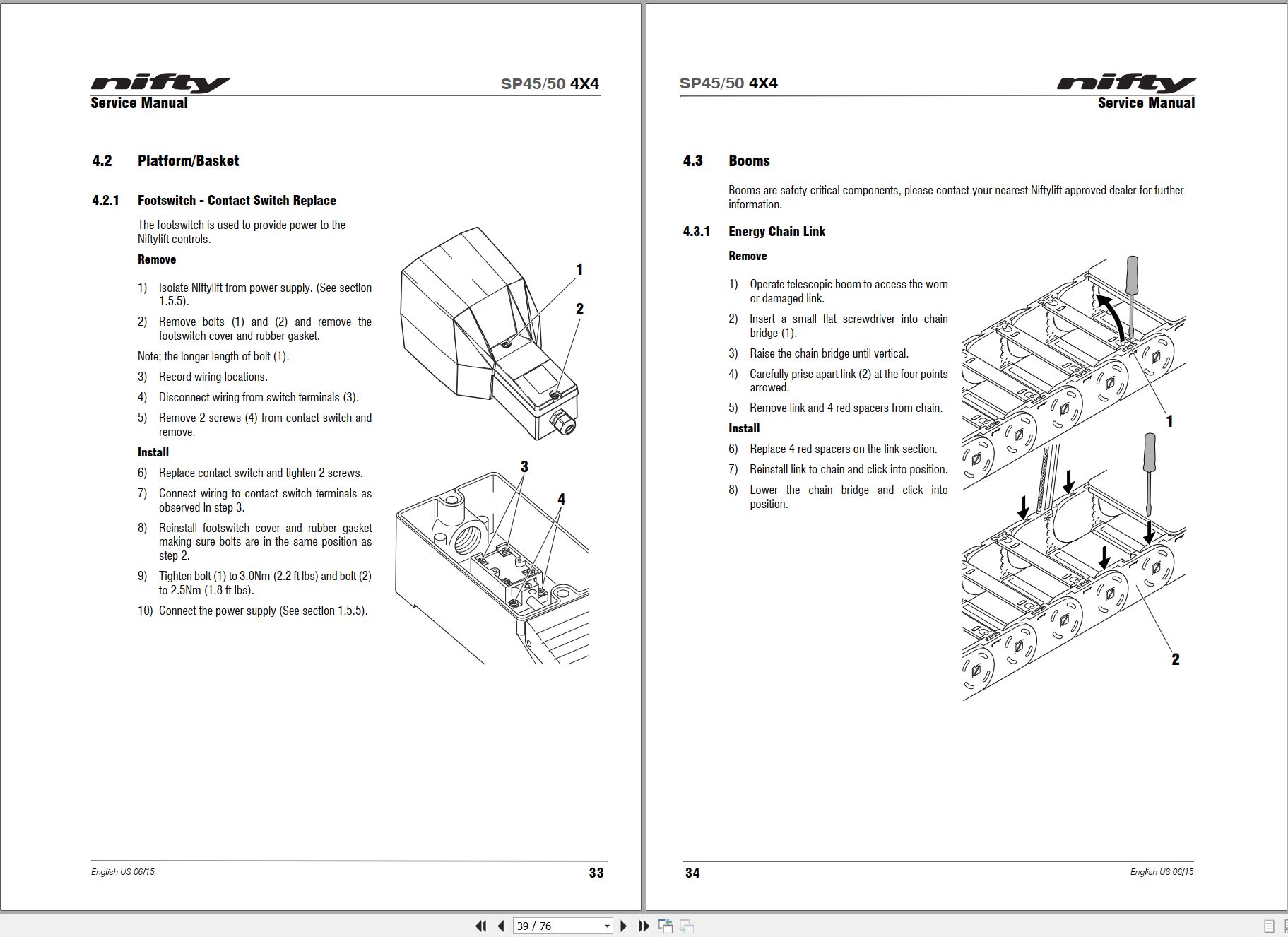 NIFTYLIFT Articulating Boom Lifts SP45 II 32798 Operating Service Parts Manual And Diagram 2018 (2)