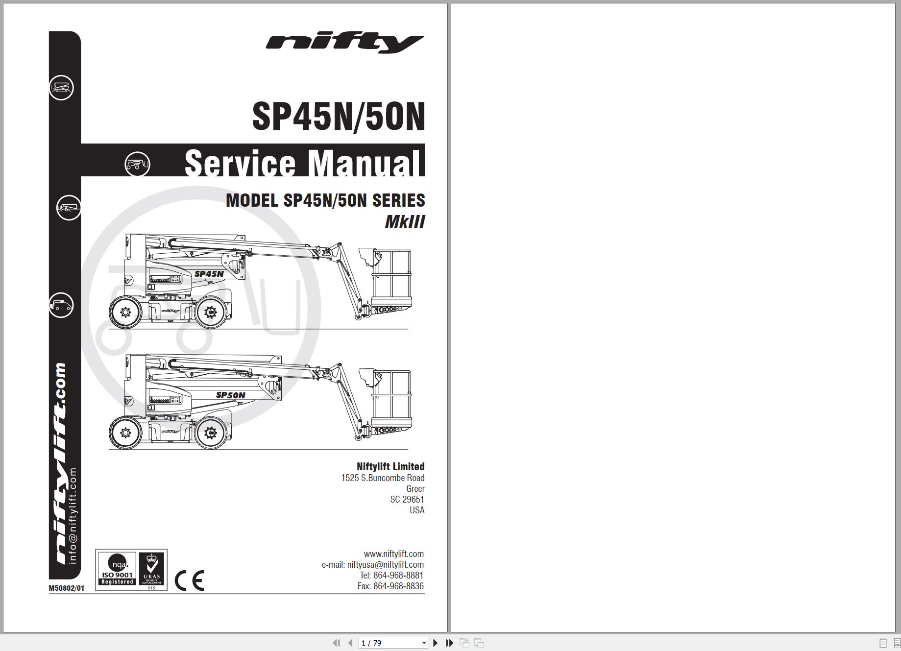 NIFTYLIFT Articulating Boom Lifts SP50 31687 Operating Service Parts Manual And Diagram 2016 (1)