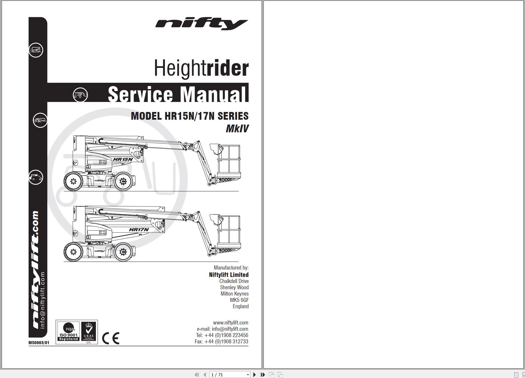 NIFTYLIFT Articulating Boom Lifts SP50N 54978 Operating Service Parts Manual And Diagram 2023 (1)
